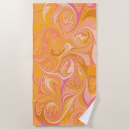 Toalha De Praia Abstrato Marble Swirl Art em amarelo