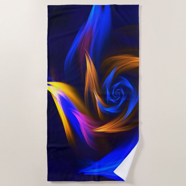 Toalha De Praia Abstrato Vortex Forma Azul Laranja (Frente)