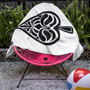 Toalha De Praia Ace de Espadas - Placa Branca e Preta