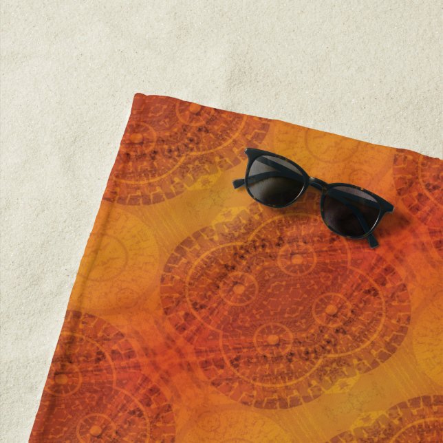 Toalha De Praia Aceitação | Medalhões Amarelo Vermelho Laranja (In Situ)