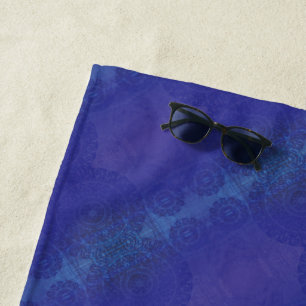 Toalha De Praia Aceitação Medalhões Blue Indigo Violet Boho