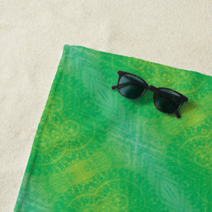 Toalha De Praia Aceitação Medalhões de Boho Azul Amarelo