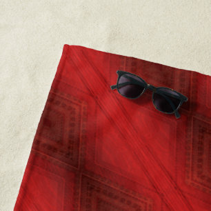 Toalha De Praia Aceitação Padrão de Boho Eclético Vermelho