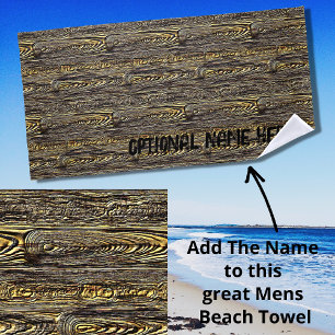 Toalha De Praia Add Name, Old Gnarly Wood Bark Texture