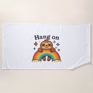 Toalha De Praia Adesivo de Citação Positiva Arco-íris �Cute Sloth