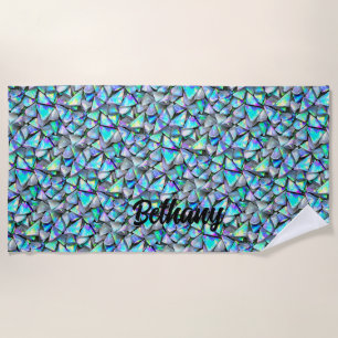 Toalha De Praia Adicionar Nome, Crystal Shard Pearlescent Iridesce