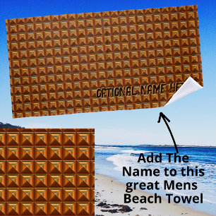 Toalha De Praia Adicionar Nome, Efeito de Waffle em Bloco Metálico