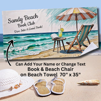 Toalha De Praia Adicionar Nome Texto Sandy Beach Book Club