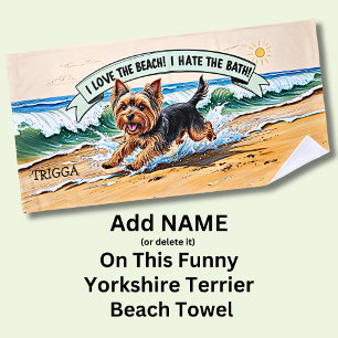 Toalha De Praia Adicione nome, Yorkshire Terrier Running in the Wa