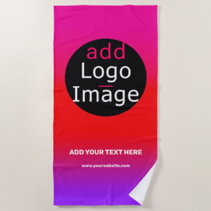 Toalha De Praia Adicione o logotipo Magenta personalizável para em