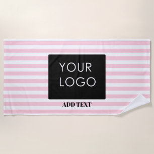 Toalha De Praia Adicione seu logotipo Bandas rosa personalizadas p