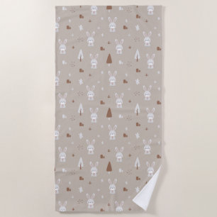 Toalha De Praia Adorable Rabbit Pattern Beach Towel