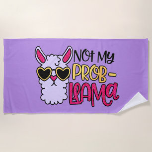 Toalha De Praia Adoráveis Lama Ama Não Meu Problema Roxo