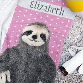 Toalha De Praia Adorável Sloth Teal Name Animal Beach Towel