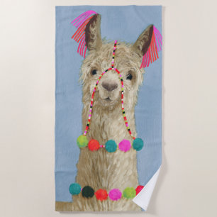 Toalha De Praia Adorned Llama - Beige