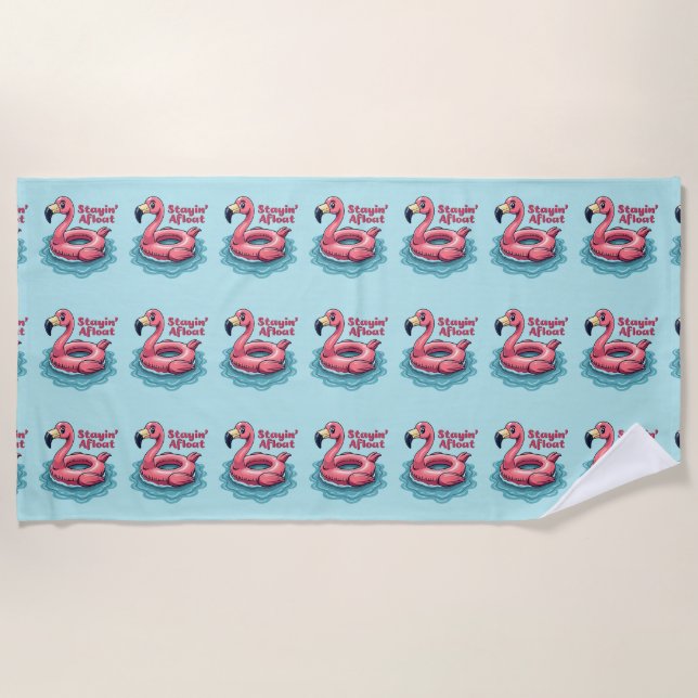 Toalha De Praia Afloat Funny Flamingo Piscina Float Retro (Frente)