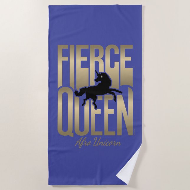 Toalha De Praia Afro Unicorn Fierce Queen (Frente)
