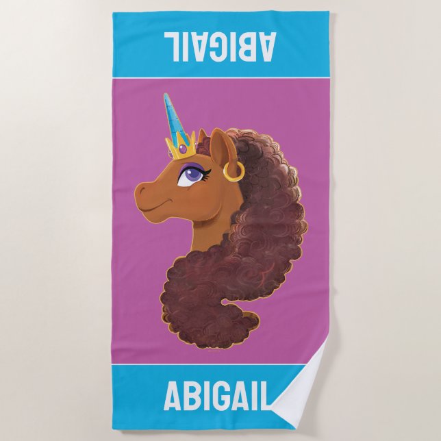 Toalha De Praia Afro Unicorn | Único (Frente)