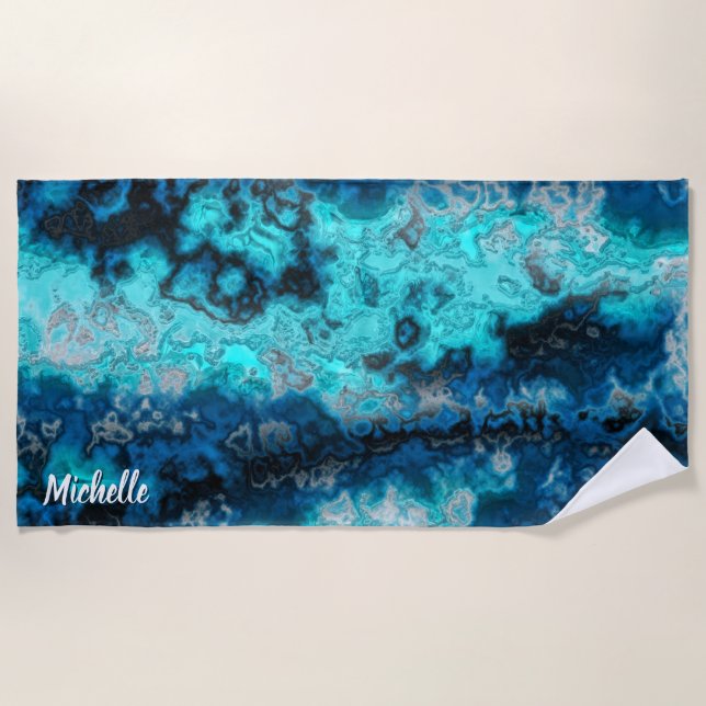 Toalha De Praia Agate Azul Personalizado (Frente)