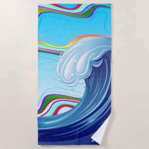 Toalha De Praia Água das ondas grandes do oceano marinho