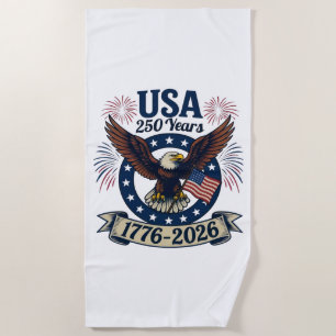 Toalha De Praia Águia Americana Patriótica 250 Anos 1776-2026