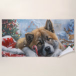 Toalha De Praia Akita Dog Christmas Festivo<br><div class="desc">Perfeito para amantes de cães e mães de cães. Este tema festivo captura a alegria e o espírito da estação, apresentando ilustrações caninas lúdicas e carinosas adormecidas com sotaques de férias. Ideal como presente para amantes de cães, adicionando um toque encantador ao decoro de Natal e presentes. Celebre a temporada...</div>