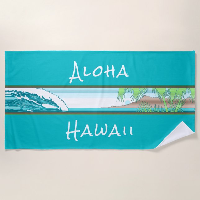 Toalha De Praia Ala Moana Diamond Head - Sinal de Surf Havaiano -  (Frente)