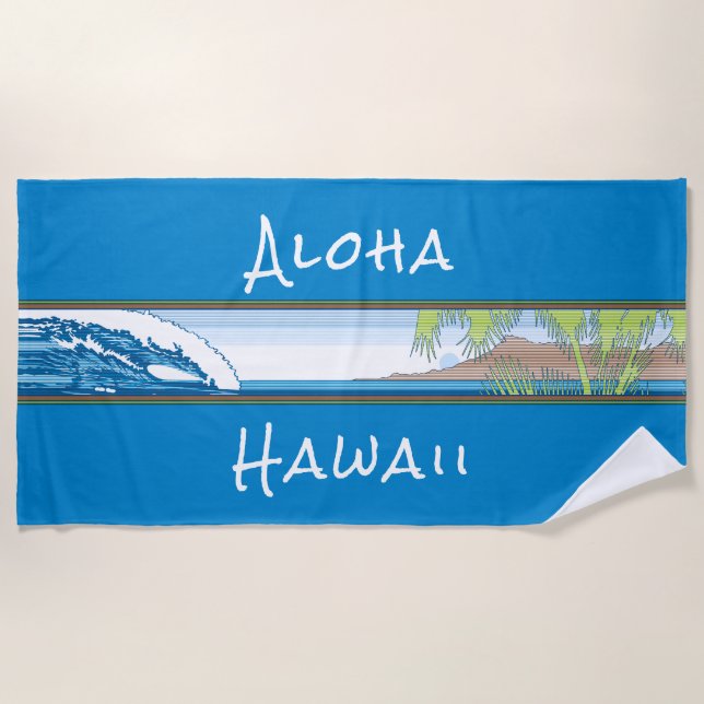 Toalha De Praia Ala Moana Diamond Head - Sinal de Surf Havaiano -  (Frente)