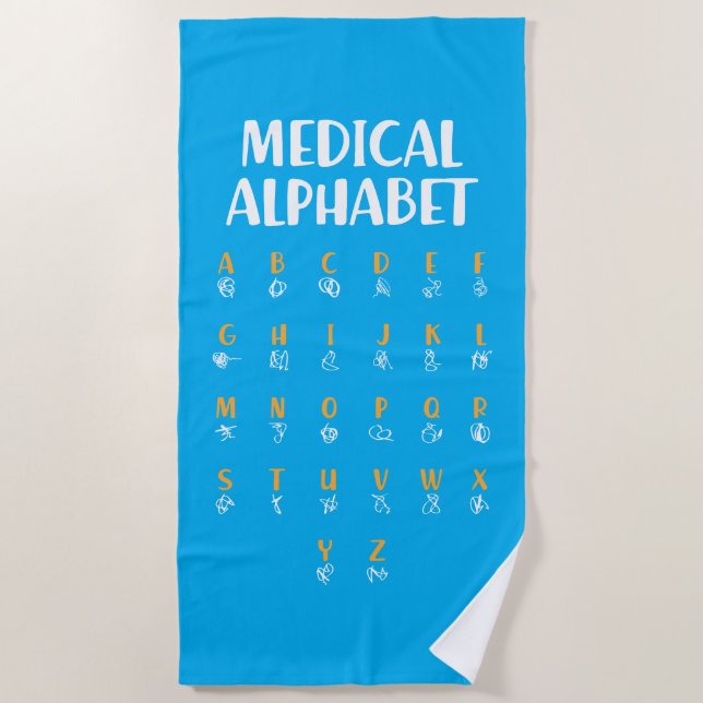 Toalha De Praia Alfabeto Médico (Frente)