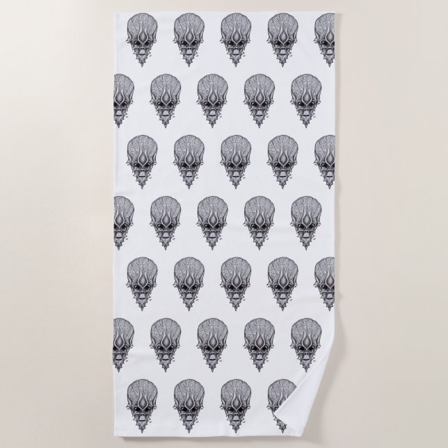 Toalha De Praia Alienígena, reconstrução facial do crânio africano (Frente)