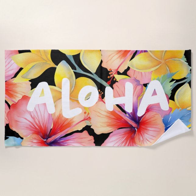 Toalha De Praia Aloha Floral Beach Towel v2 (Frente)