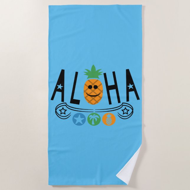 Toalha De Praia Aloha Pineapple Design - Beach Towel (Frente)