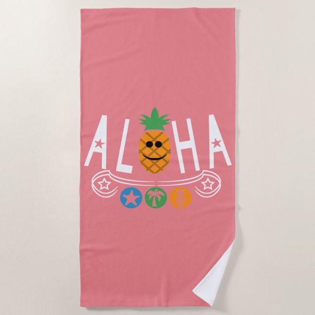 Toalha De Praia Aloha Pineapple Design - Beach Towel (Frente)