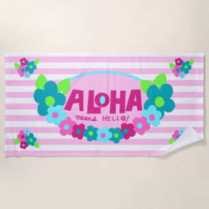 Toalha De Praia Aloha Significa Olá, Floral Havaiano - Rosa
