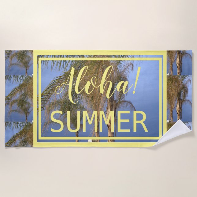 Toalha De Praia Aloha Summer Palm Trees Beach Towel (Frente)