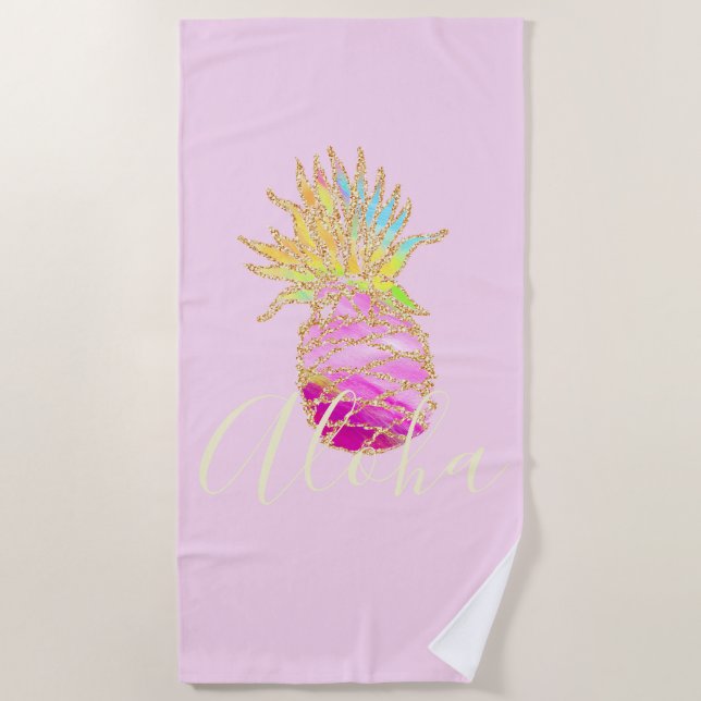 Toalha De Praia Aloha | Torre de praia de abacaxi tropical Elegant (Frente)