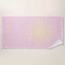 Toalha de Praia Amarela Pastel Personalizada Sol