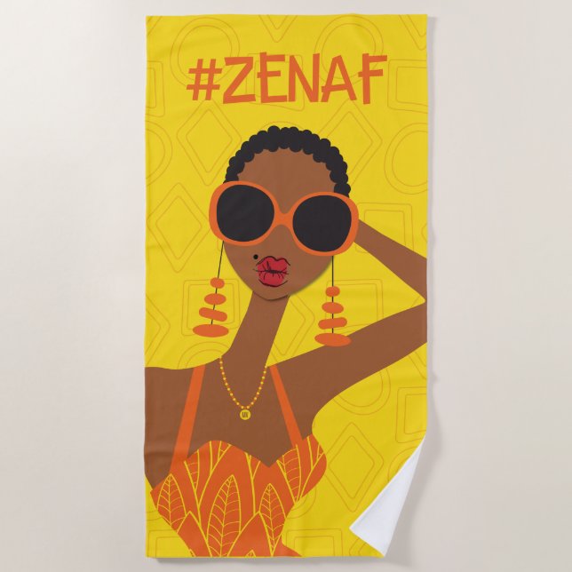 Toalha De Praia Amarelo e laranja #zenaf (Frente)