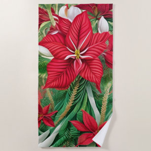 Toalha De Praia Amaryllis Poinsettia Arte Híbrida AI
