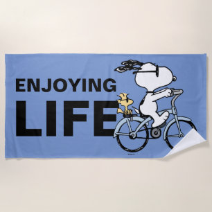 Toalha De Praia Amendoins Bicicleta Snoopy & Woodstock