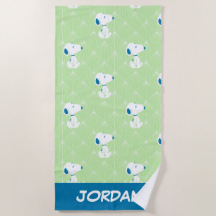 Toalha De Praia Amendoins   Deco Verde Snoopy   Adicione seu nome