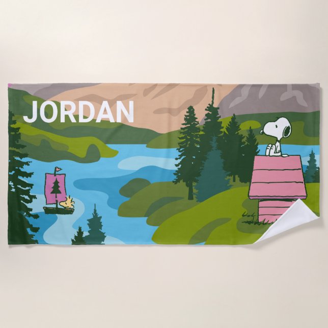 Toalha De Praia Amendoins | Snoopy & Woodstock O Excelente No Exte (Frente)