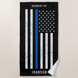 Toalha De Praia American Flag Thin Blue Line - Nome da Distância