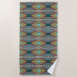 Toalha De Praia American Southwest Patterned Art And Earthy Colors<br><div class="desc">Beach Style Large Towel printed with a American Southwest Patterned Art And Earthy Colors inspired graphic design illustration by TheFabricSeal at Zazzle #ZazzleMade https://www.zazzle.com/store/thefabricseal This American Indian Art Style drawing image is a beautiful mirrored repeating pattern design with elements of pointed arrows, stretched diamond shapes along with diagonal and horizontal...</div>