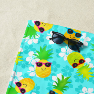 Toalha De Praia Ananás Tropicais Engraçado Verão