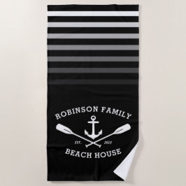 Toalha De Praia Anchor Oars Family Name Beach House Black