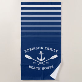 Toalha De Praia Anchor Oars Family Name Beach House Marinho Blue