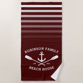 Toalha De Praia Anchor Oars Family Name Beach House Red