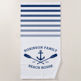 Toalha De Praia Anchor Oars Family Name Beach House White