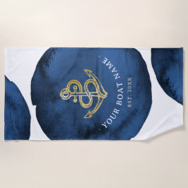 Toalha De Praia Ancora de Aquarela Moderna Adicionar Marinho de No